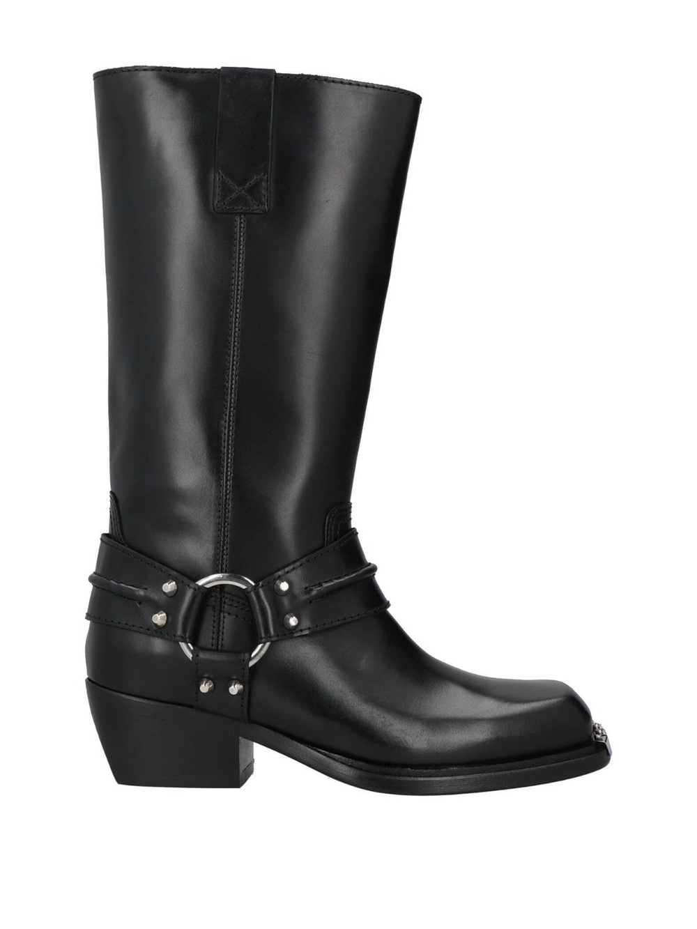 NWT 💣 SANDRO Classic Black Leather Biker Harness Boots made in Portugal